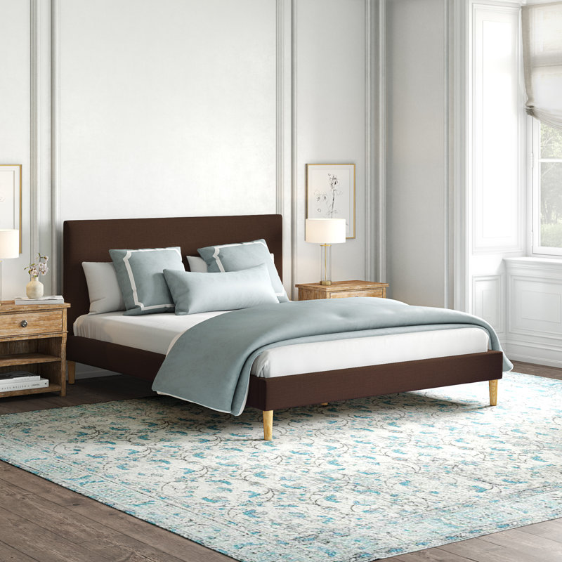 Lit plateforme Olivet, Double, Lin chocolat classique