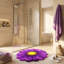 Plush Purple Floral Bath Mat - Non-Slip, Absorbent Microfiber Comfort