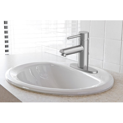 Ceramic Oval Drop-In Bathroom Sink with Overflow