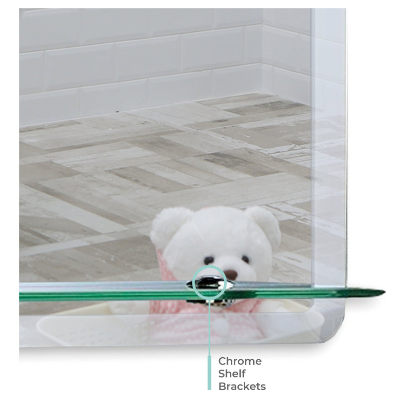 Selders Flat Wall Mirror with Shelves, 60cm x 45cm