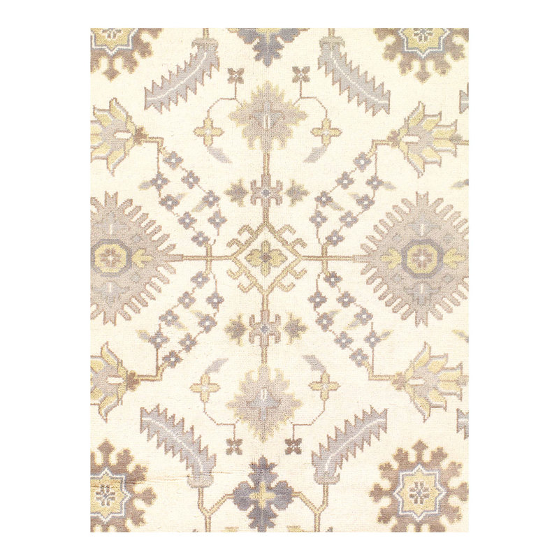 Tapis unique en laine ivoire / brun clair de 12 pi x 9 pi Kendig