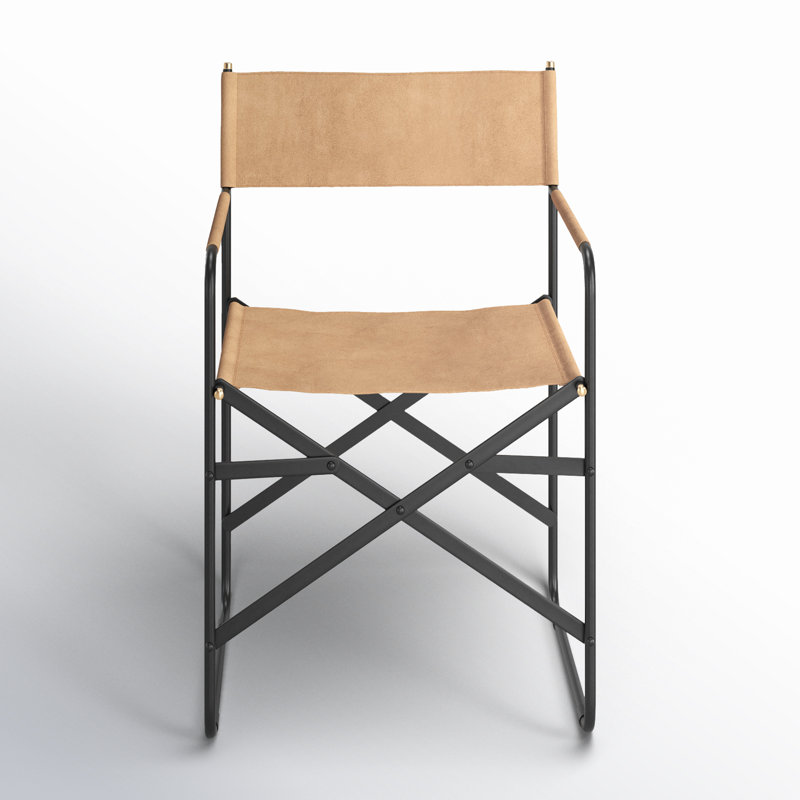 Sambac 18'' H Metal Folding Arm Chair, Tan