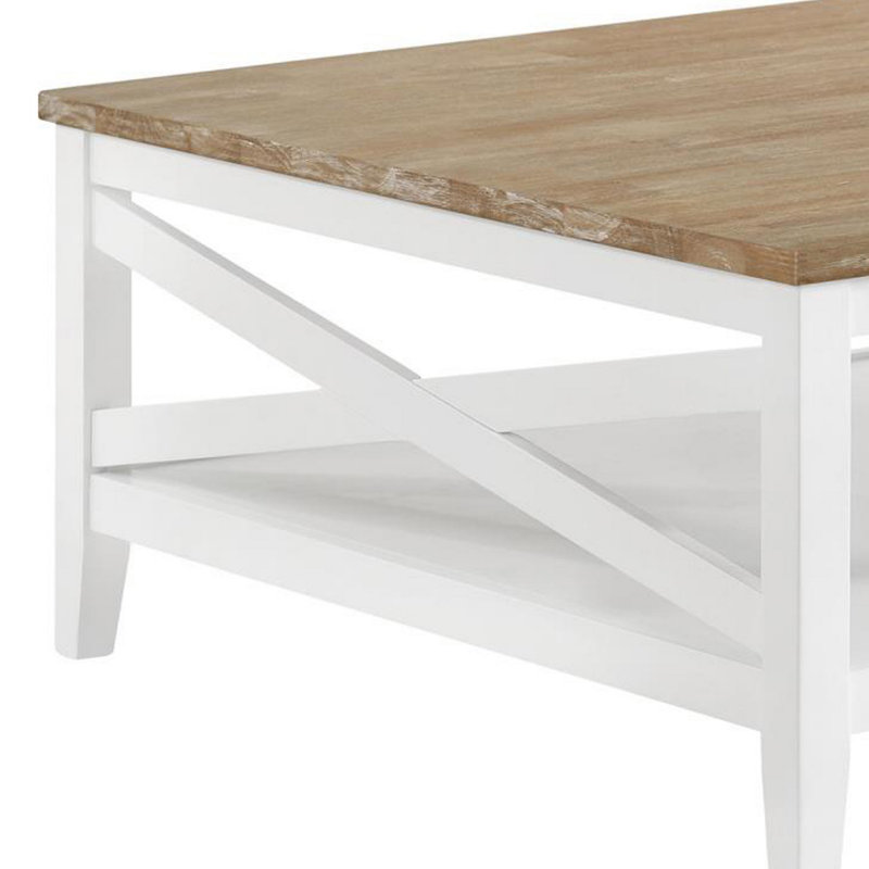 Table basse carrée brune et blanche Wacissa