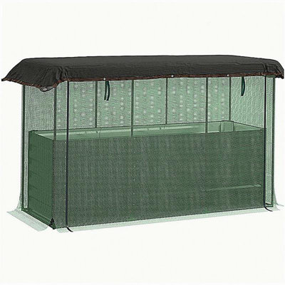 Galvanized Steel Planter Box,Crop Cage and Shade Cloth with Raised Garden Bed