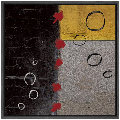 " Red Circles On Yellow Black Concrete Texture Effect Abstract Shapes Graffiti Street Art Colorful "
