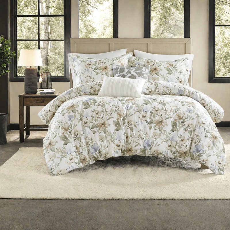 Luxurious Cotton Bloom Bedding Sets, King Size Floral Elegance For Home