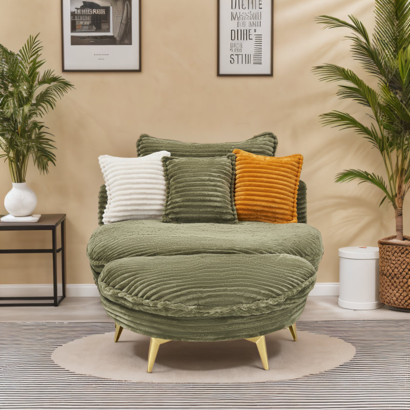 45 po. Coussin 45 po, Velours côtelé vert