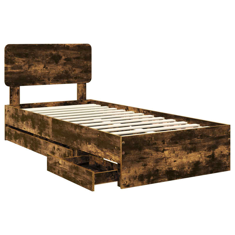Bed, Smoked Oak, European Single (90 x 200 cm)
