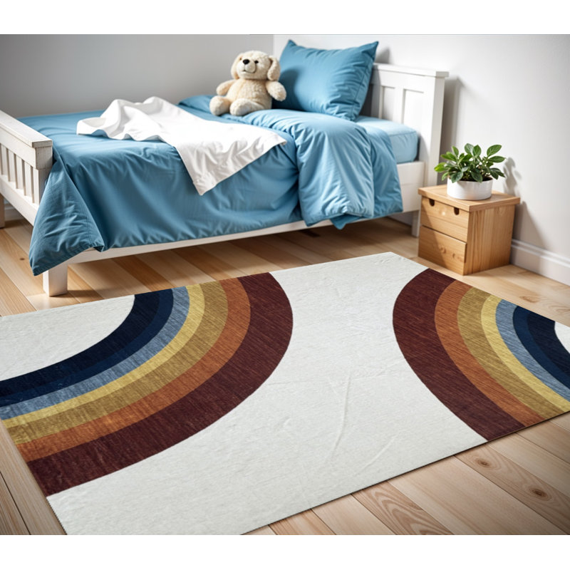 Tapis rouge juvénile 4 pi x 6 pi orange et bleu