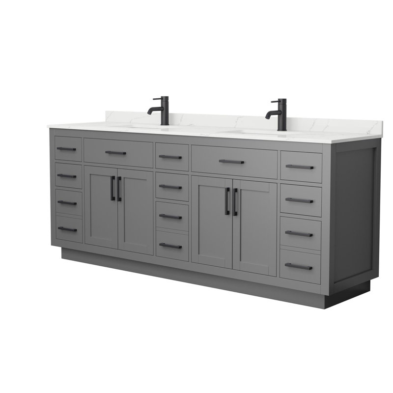 Beckett TK 84'' W Vanity, Single, Matte Black, Gray