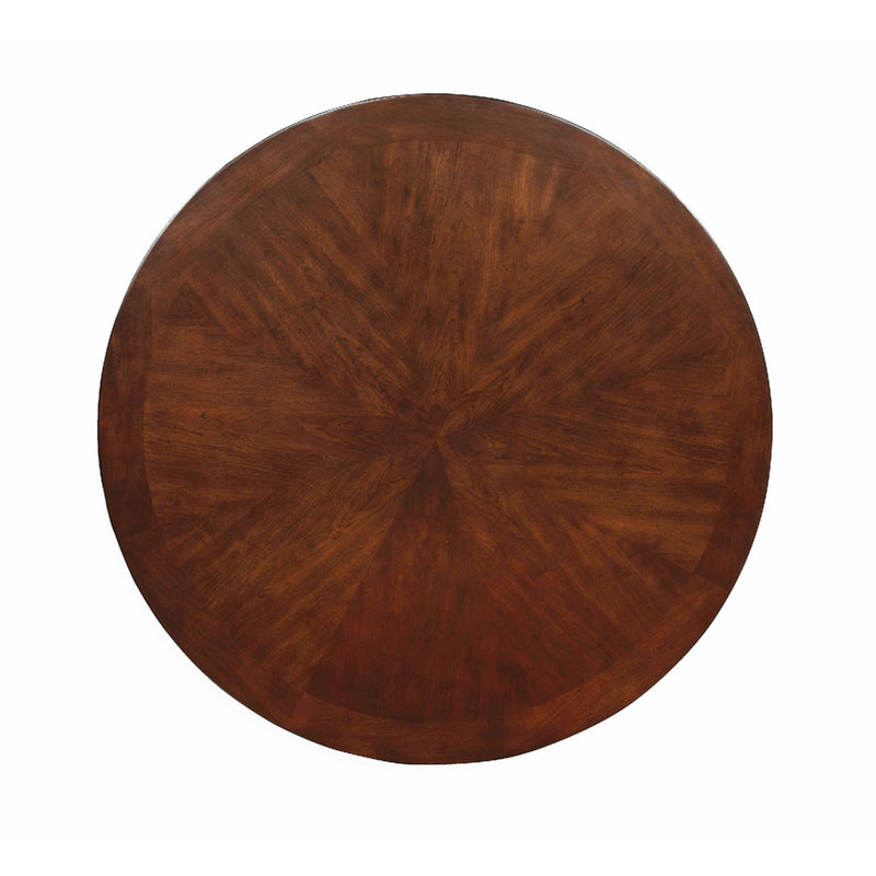 Ensemble de salle à manger 5 pièces de style contemporain avec table à piédestal ronde en bois massif brun et 4 chaises d'appoint