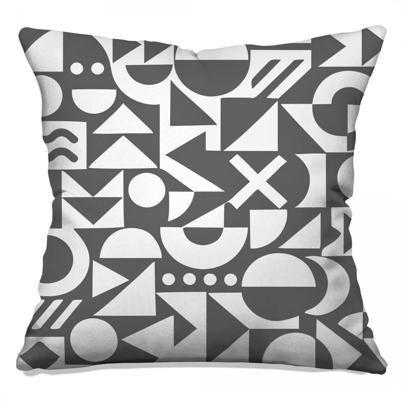 Coussins décoratifs gris et blanc à formes géométriques, 14 x 14 inches