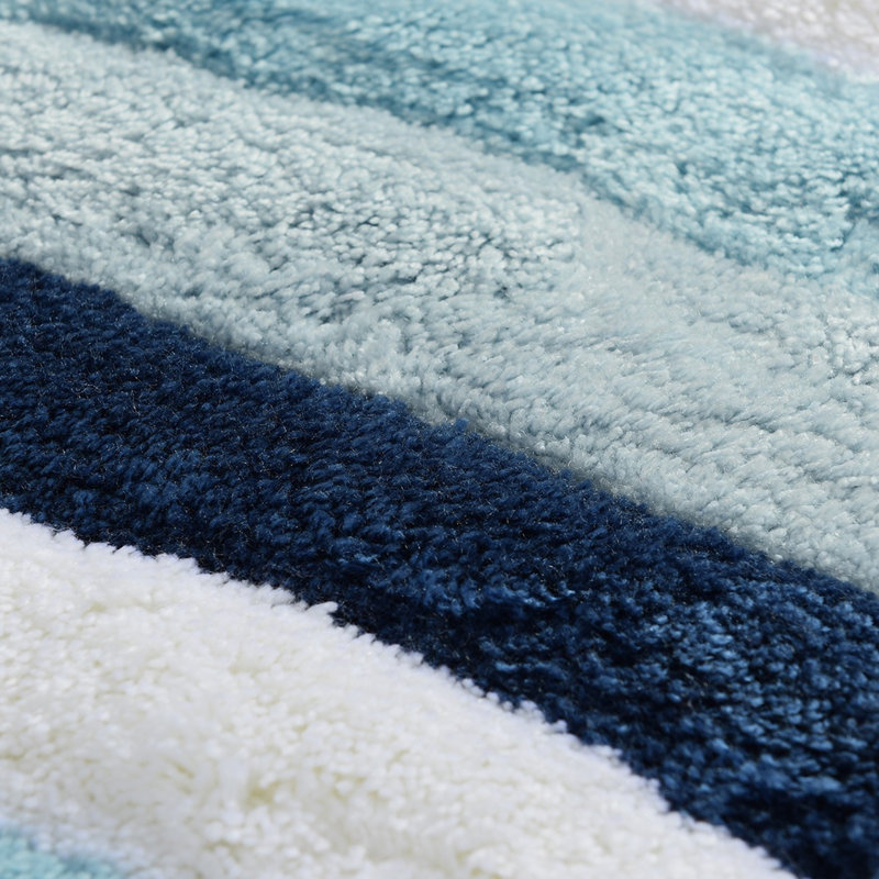 Ensemble de 2 tapis de bain Caulkins, Bleu / blanc