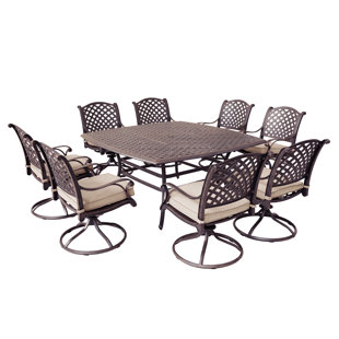 9-Piece Cast Aluminum Square Dining Set