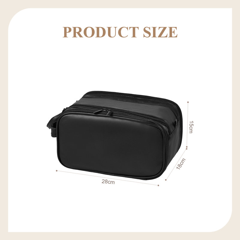 Portable PU Leather Travel Cosmetic Toiletry Bag