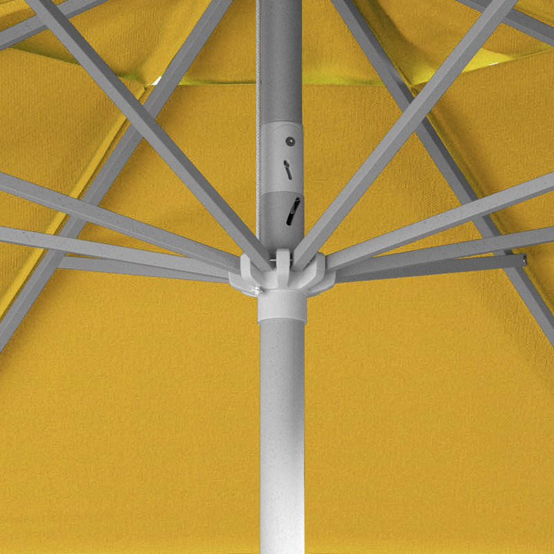 Parasol de marché en aluminium 9 pi avec manivelle et inclinaison Pacifica, Toile jaune performance