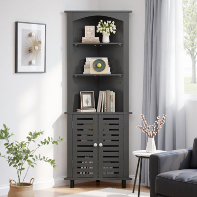 68.5” Tall Corner Cabinet, Freestanding Corner Bookcase Bookshelf With Cabinet Doors And Adjustable Shelves, Space-Saving Corner Pantry Cabinet Displa by Trent Austin Design