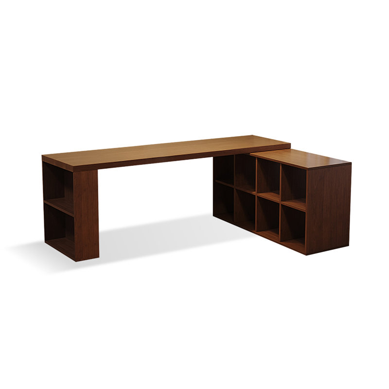 Bureau rectangulaire en bois massif brun noisette, H 29,53 po x l 62,99 po x P 55,12 po, Retour à droite