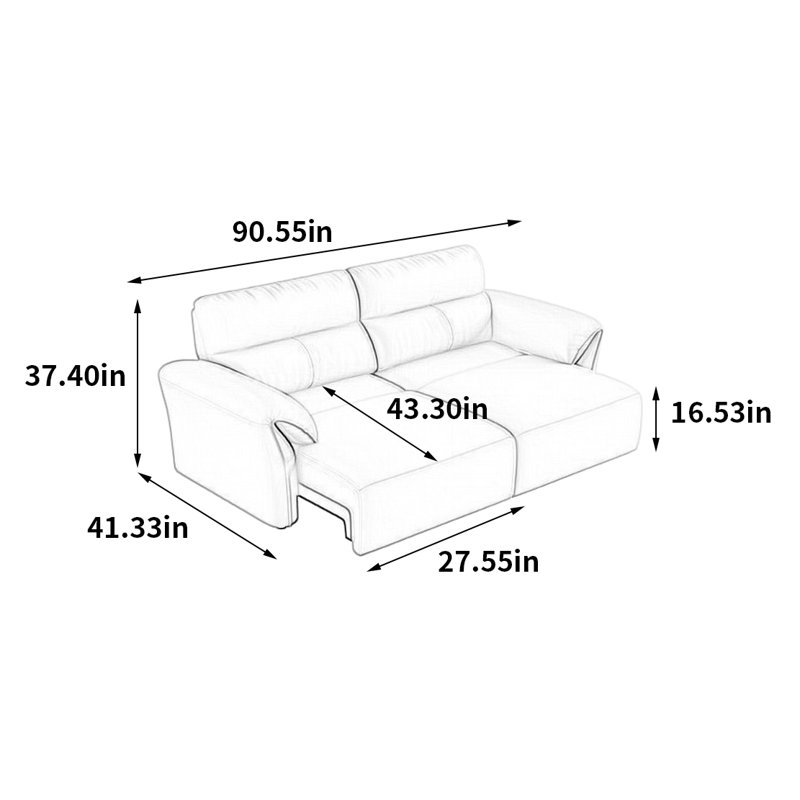 Canapé électrique Simple Fashion, H 37,4 po x l 90,55 po x P 41,33 po, 2
