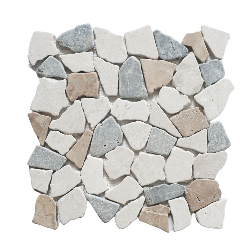 Carreau de mosaïque en pierre naturelle 11,4 po x 11,4 po Montana, Sable de mer aléatoire