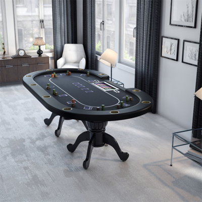 Table de poker INO Design 95 "pour jeux de casino avec base de piédestal en acier inoxydable