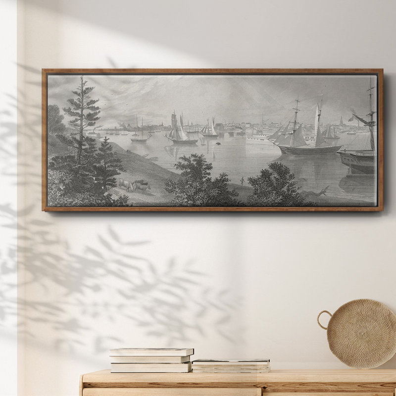 City of Detroit- Framed Canvas, 8" H x 20" W