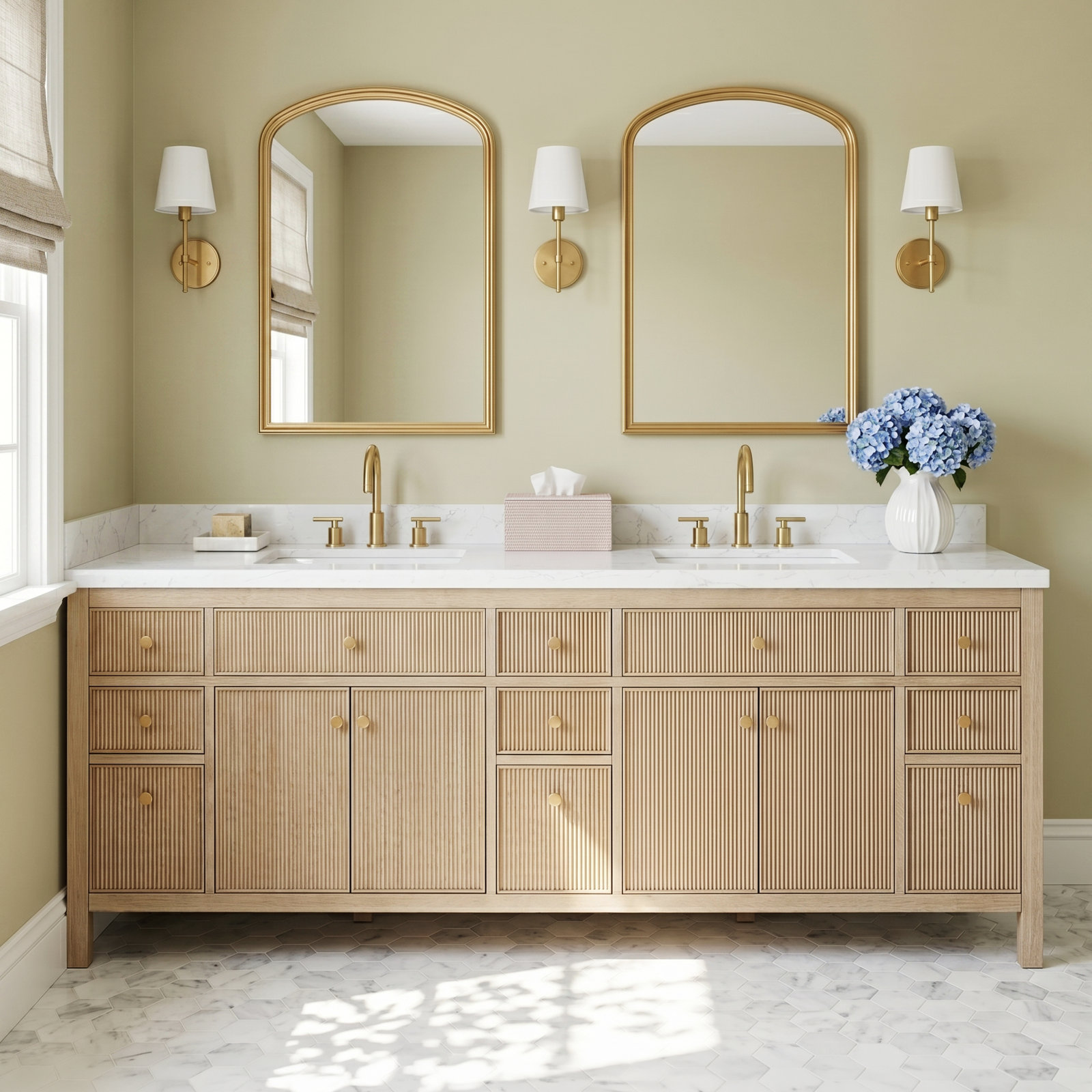 Lala 84" Double Bathroom Vanity, Nature Oak