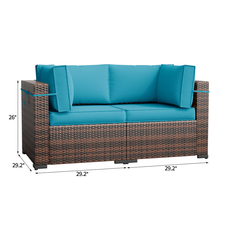 2 - Person Outdoor Seating Group With Cushions, Light Blue