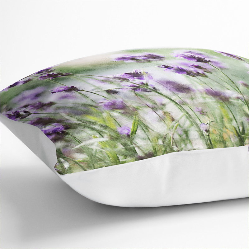 Lavender Vol.1 Painting Square Throw Cushion, White, 55cm H x 55cm W x 20cm D