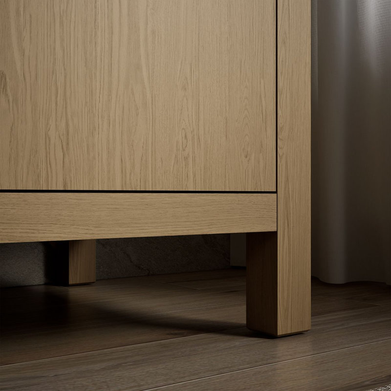 Kresla 30 In. Bathroom Vanity Cabinet With Sink And Quartz Top, Light Oak, Matte Black