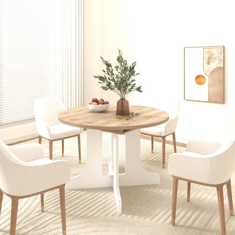 Table de salle à manger extensible ovale pour 59 x 43 pouces avec rallonge amovible, finition blanche, capacité de 6 personnes