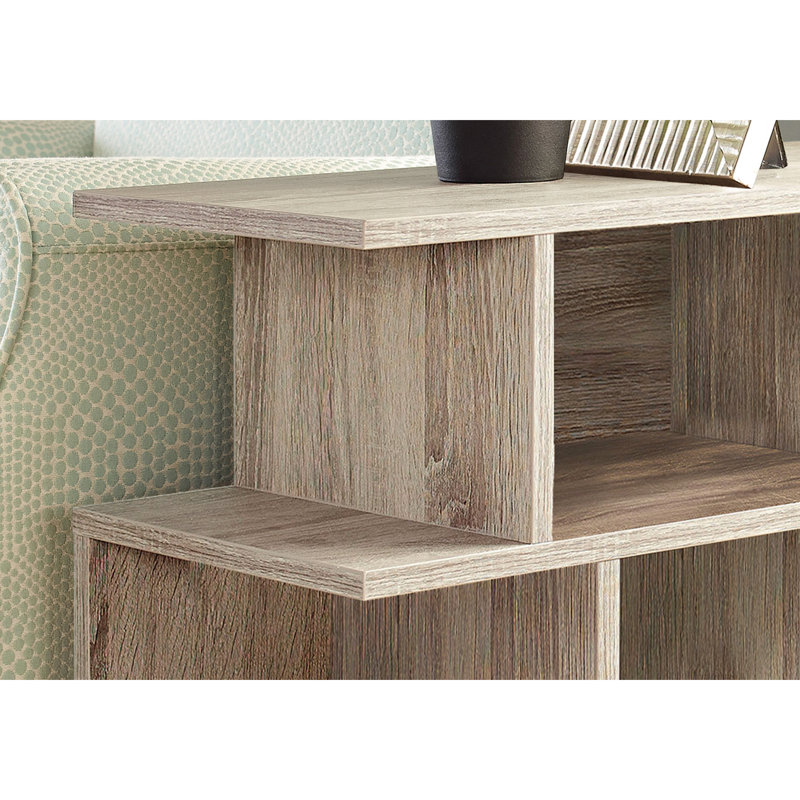 Table d'appoint taupe pour chambre à coucher, avec 6 étagères et un design contemporain chaleureux, étagères latérales, décoration de salon