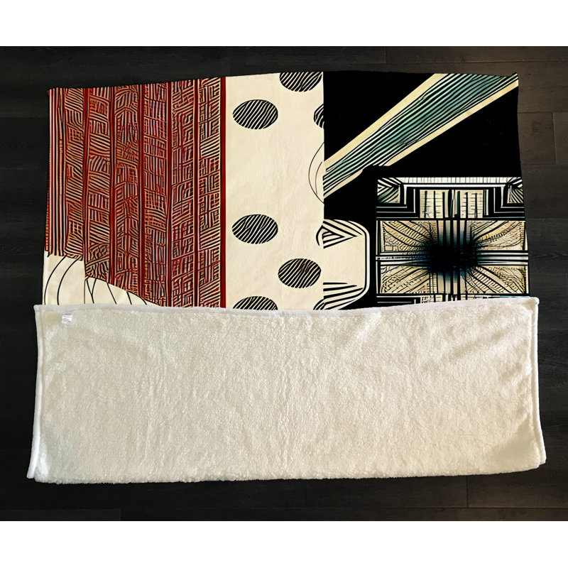 Throw Blanket, 68" W x 80" L, Abstract, Red/Blue/Black/White