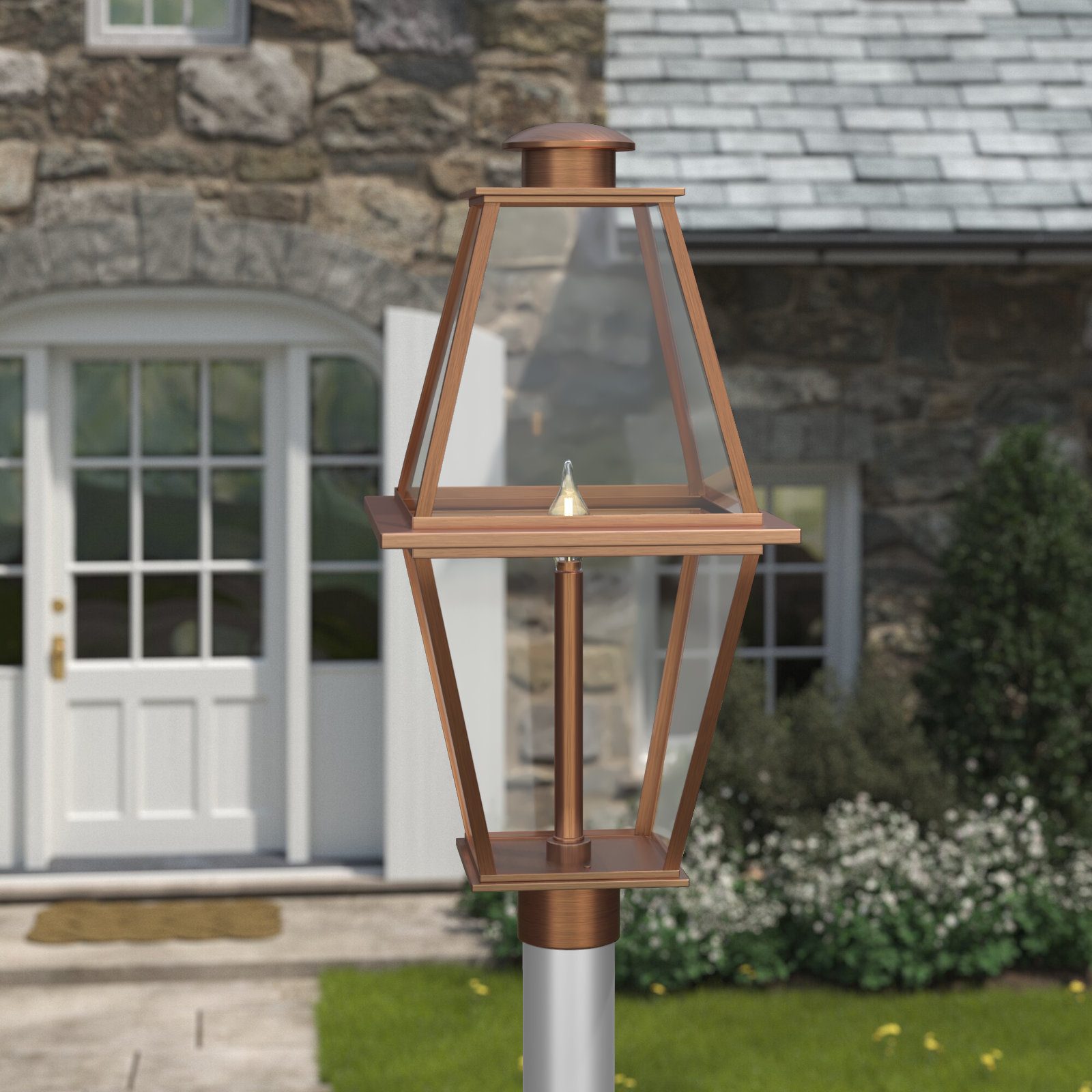 Asuka Metal Outdoor Lantern Head, Antique Copper