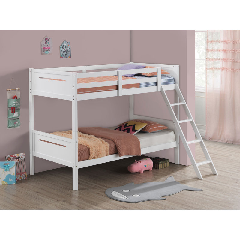 Lit superposé simple au-dessus d'un lit simple Anderson Wood, Lit superposé simple sur simple, Blanc