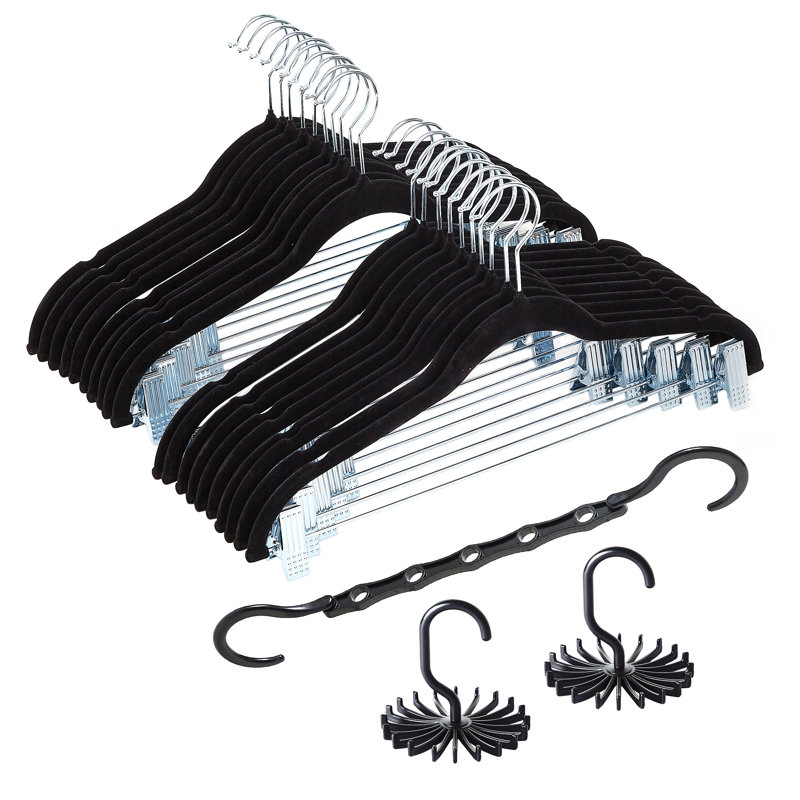 Cintres en velours avec pinces pour jupe / pantalons Mandisha, Noir