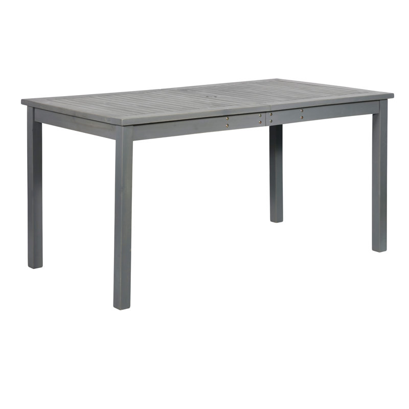 Gray Wash Acacia Wood Outdoor Dining Table with Slatted Surface