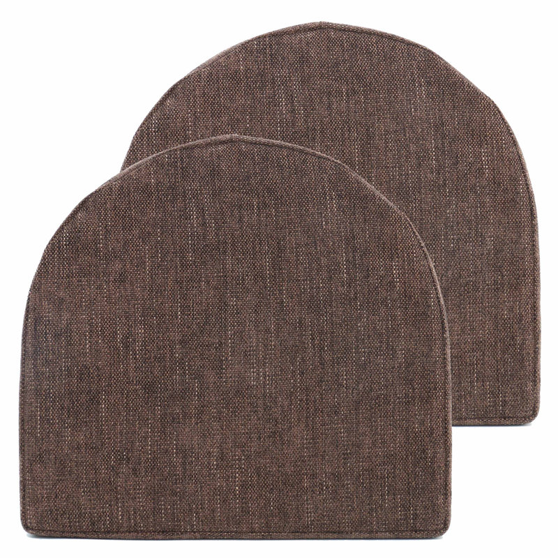 Indoor High Density Memory Foam Chair Pads With Ties, Coffee, 2