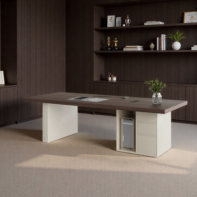 Bureau de qualité supérieure en noyer, H 28,74 po x l 94,49 po x P 31,5 po