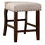 Chaise de salle à manger à hauteur de comptoir 2 pièces, revêtue de crème, bois massif et placage, classique, beige / de 2 en tissu d'ameublement classique - pieds, design moderne,