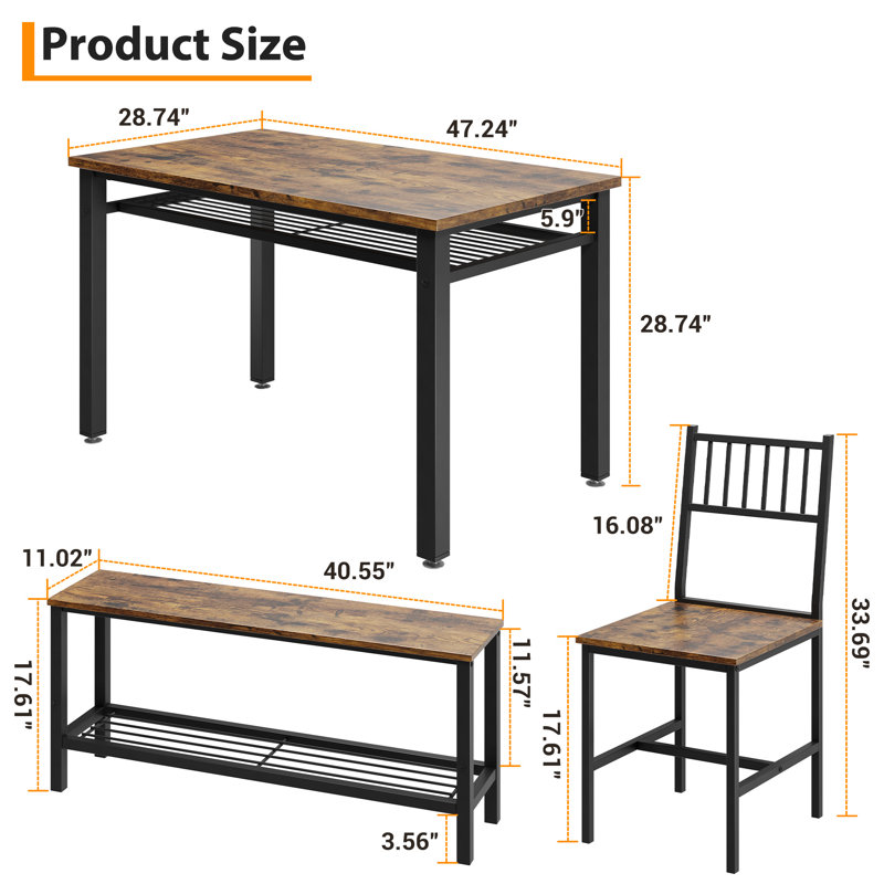 4 - Person Dining Set, Brown
