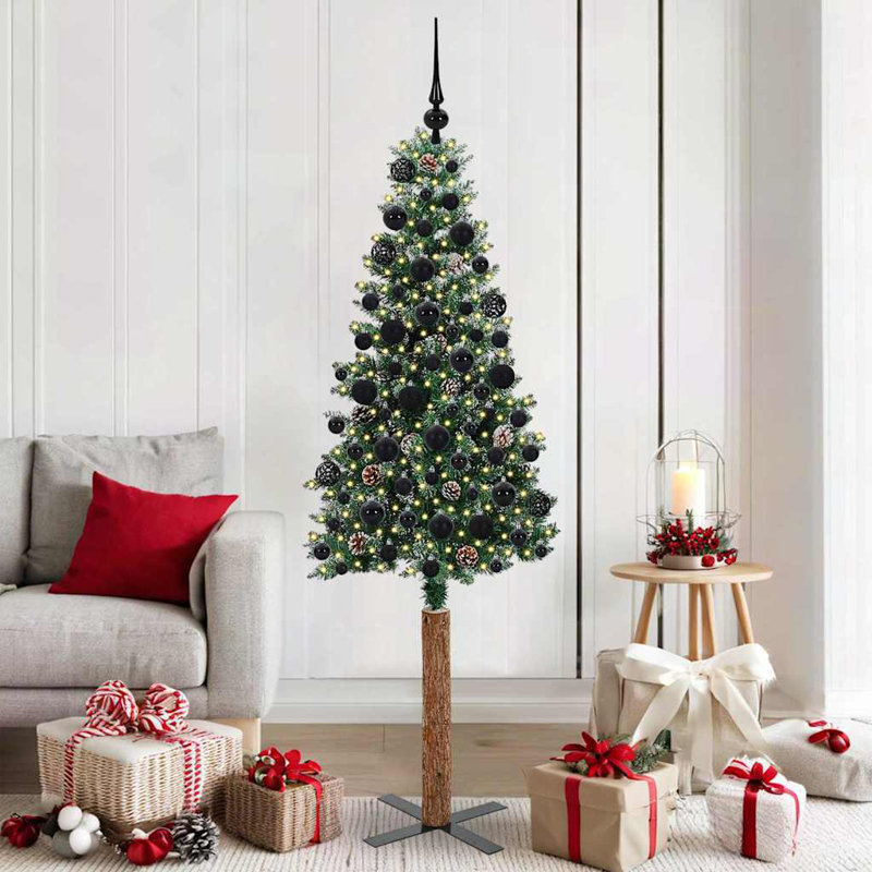 Slim Christmas Tree with 150 LEDs, Black, 5.91' H