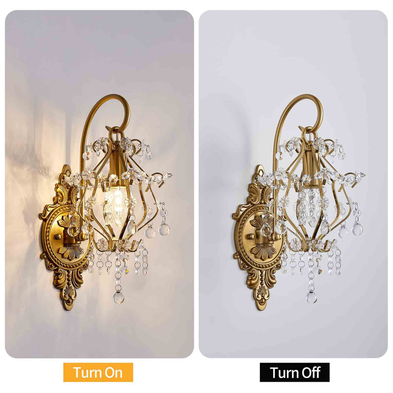 Gold Crystal Medieval European Style Wall Sconce Set