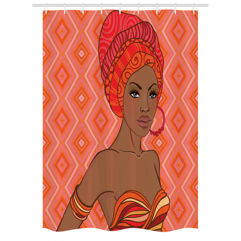 Rideau de douche simple à motif de femmes africaines, 54" W x 78" L