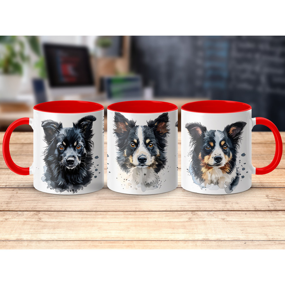 Watercolor Border Collie Design 11oz Coffee Mug
