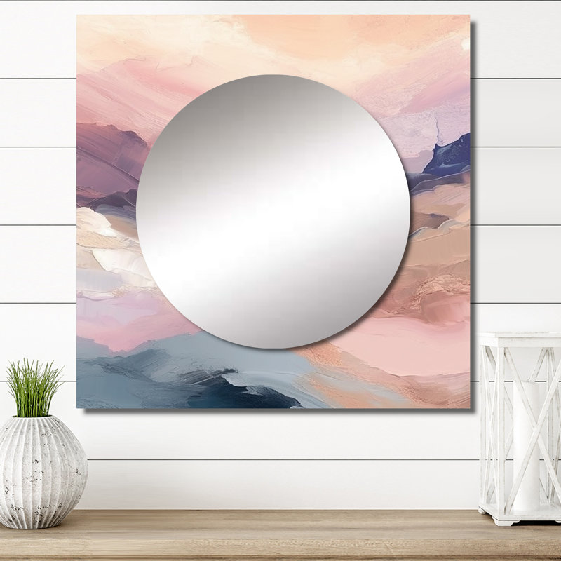 Breyannah - Miroir carré abstrait pastel, 23 po x 23 po