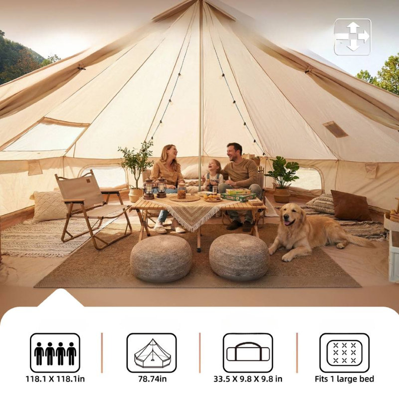 Tente de camping familiale (vert), Vert