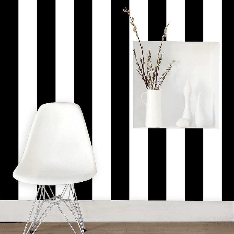 Cottondale 20' L x 4.1" W Peel and Stick Wallpaper Roll, Black
