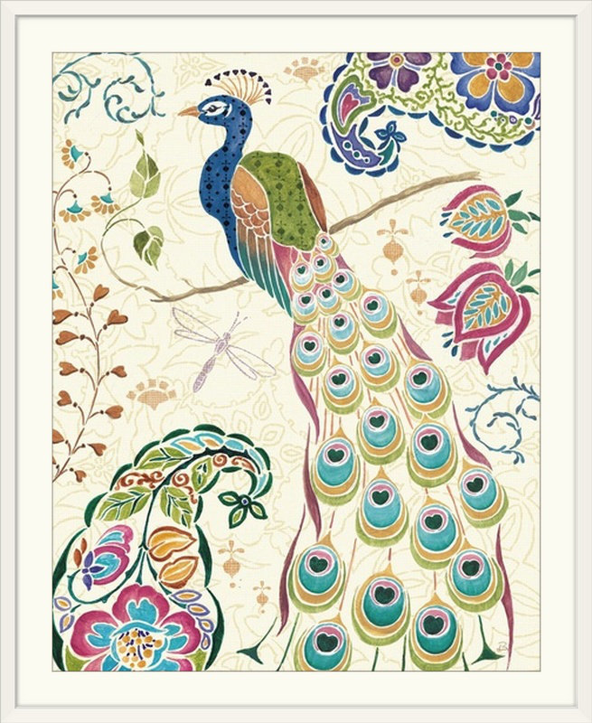 «Peacock Fantasy» par Daphne Brissonnet, impression mystique, Cadre noir, H 23 po x l 20 po x P 1 po