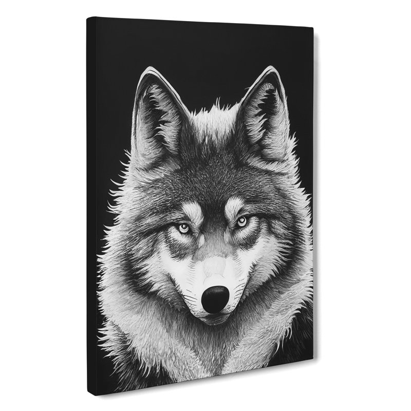 Monochrome Wolf No.4 - Wrapped Canvas, 76cm H x 50cm W x 3cm D
